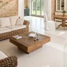 Table Basse Carrée en Bois Tropical Recyclé - Slide Viadurini