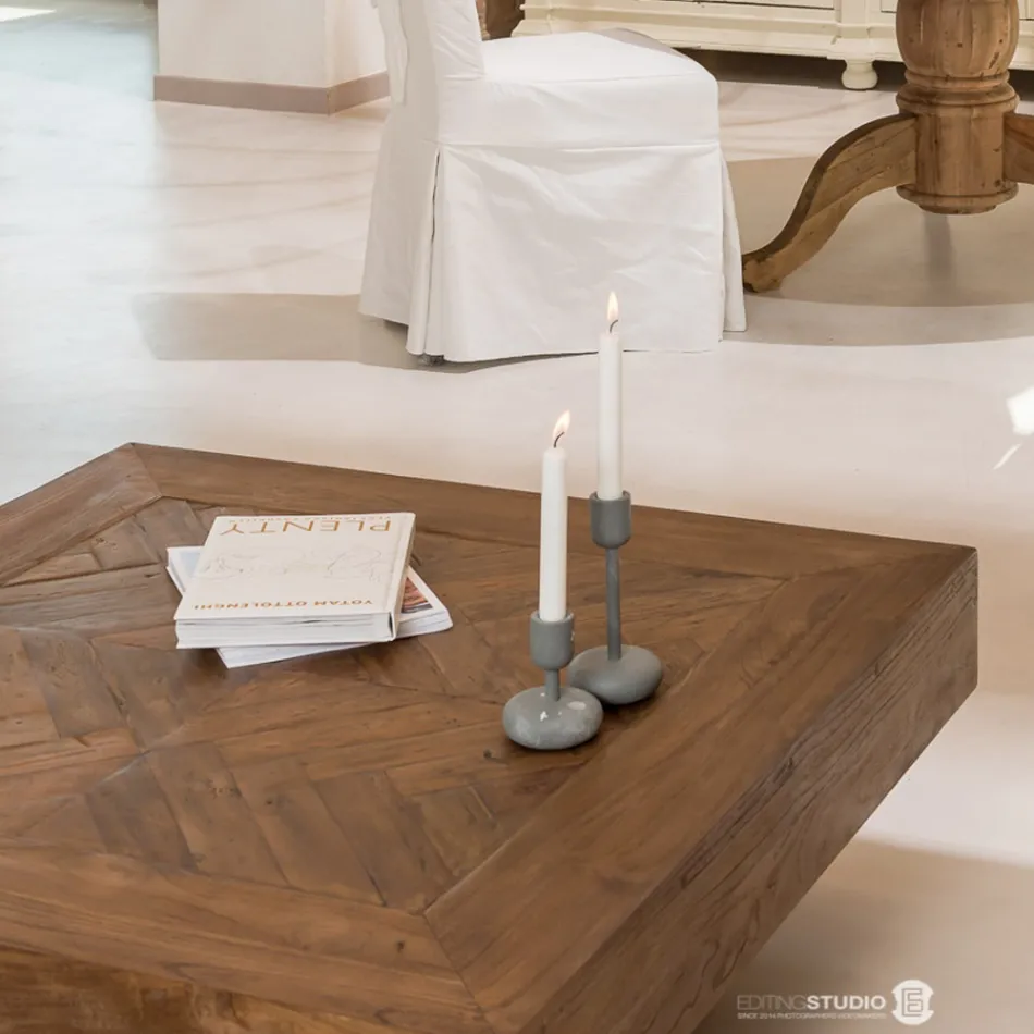 Table Basse Carrée en Bois Tropical Recyclé - Slide Viadurini