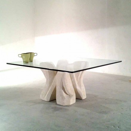 Table basse carrée café à petra et cristal, design moderne Kos Viadurini
