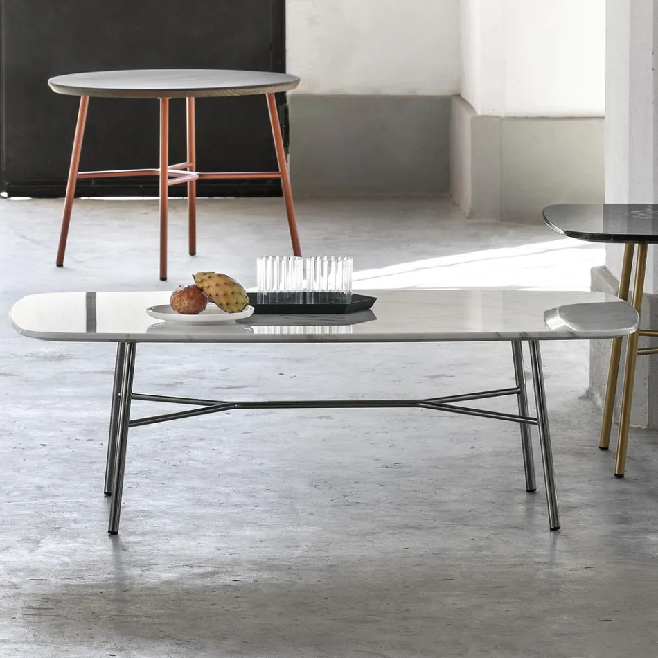 Table basse rectangulaire avec plateau en marbre Made in Italy - Makino Viadurini