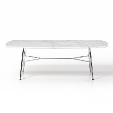 Table basse rectangulaire avec plateau en marbre Made in Italy - Makino Viadurini