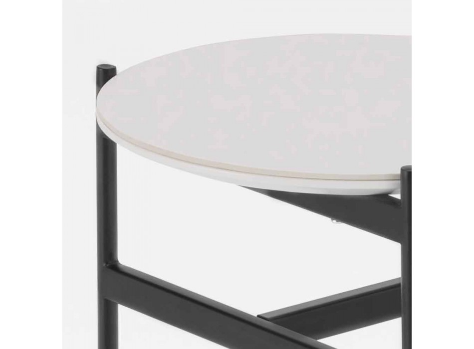 Table basse ronde en céramique et métal au design moderne - Gaduci Viadurini