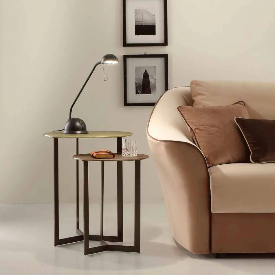 Table basse ronde avec plateau en cristal Made in Italy - Indio Viadurini