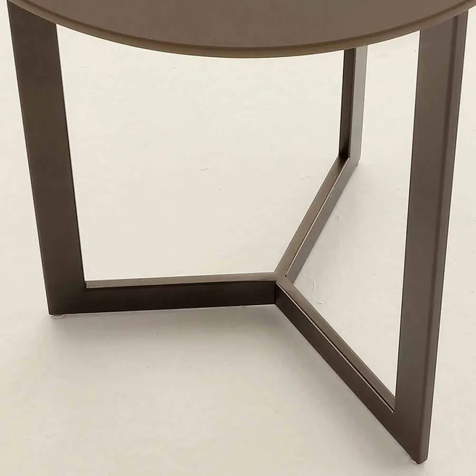 Table basse ronde avec plateau en cristal Made in Italy - Indio Viadurini
