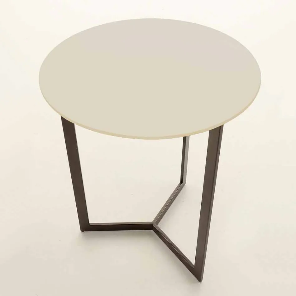 Table basse ronde avec plateau en cristal Made in Italy - Indio Viadurini