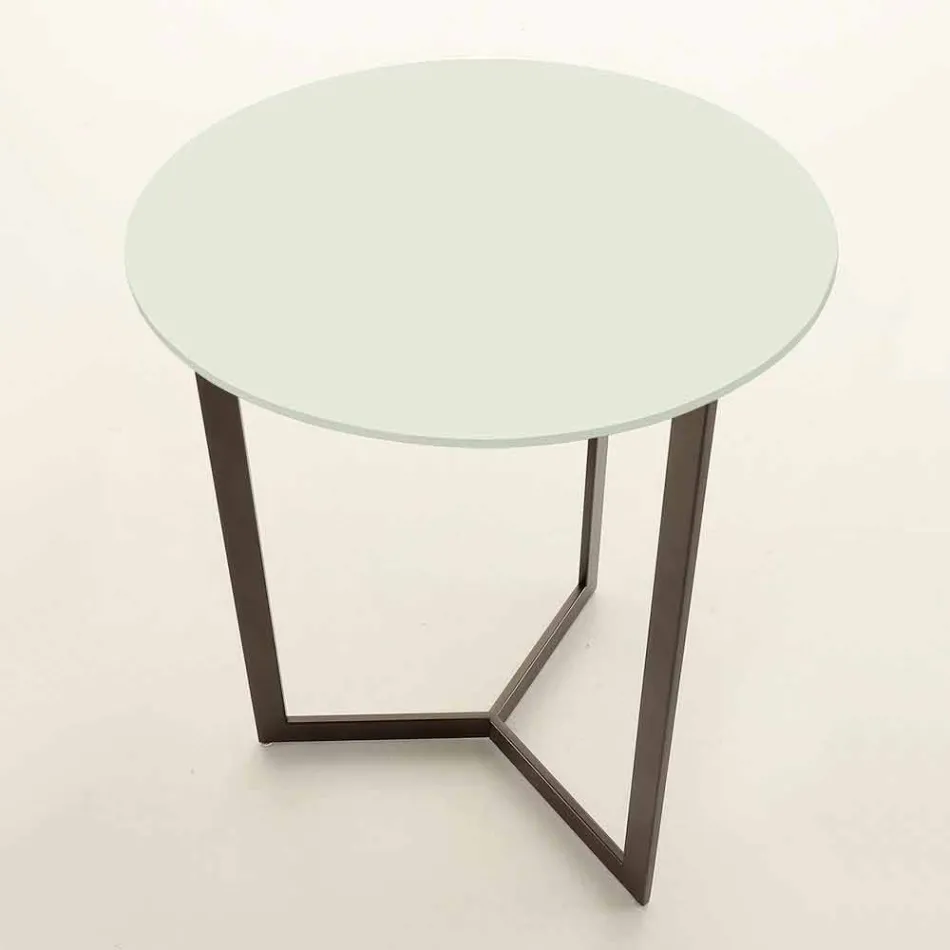 Table basse ronde avec plateau en cristal Made in Italy - Indio Viadurini