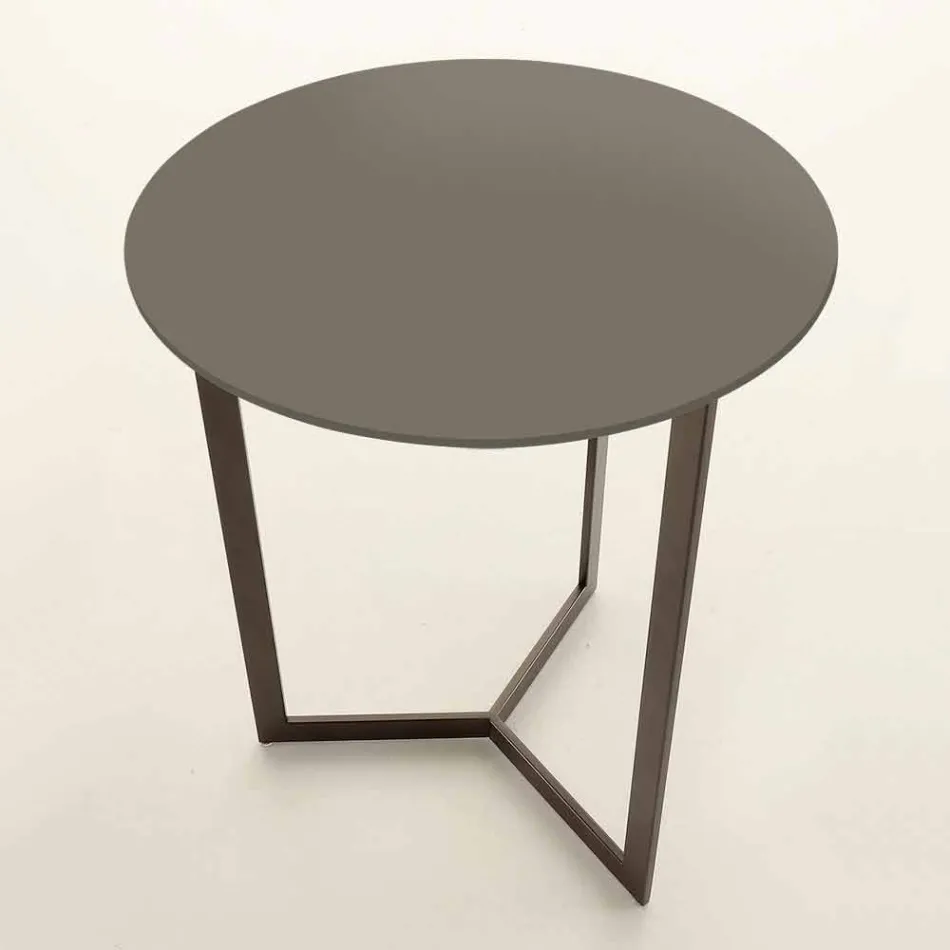 Table basse ronde avec plateau en cristal Made in Italy - Indio Viadurini