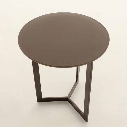 Table basse ronde avec plateau en cristal Made in Italy - Indio Viadurini