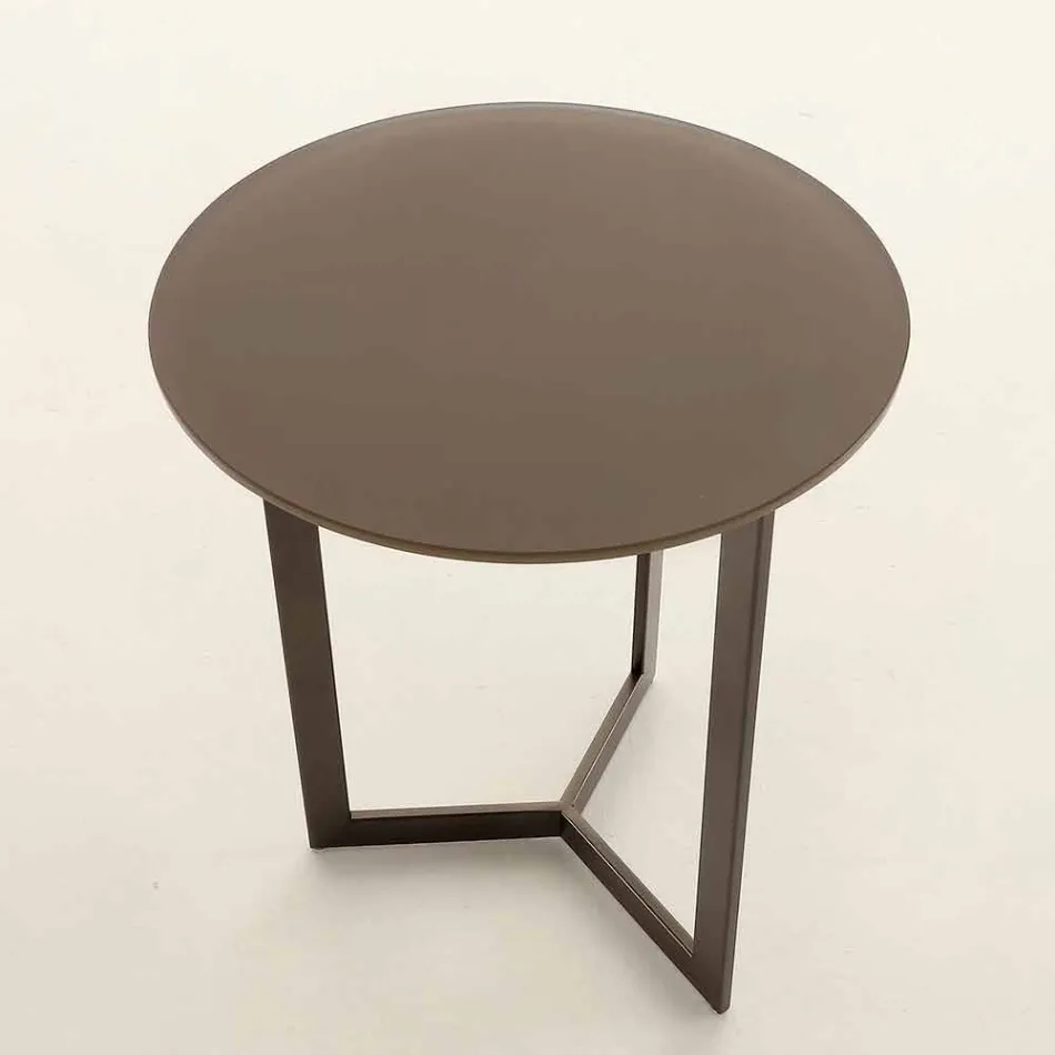 Table basse ronde avec plateau en cristal Made in Italy - Indio Viadurini