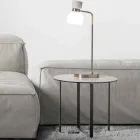 Table basse ronde avec plateau en verre céramique marbre blanc - Anselmo Viadurini