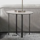 Table basse ronde avec plateau en verre céramique marbre blanc - Anselmo Viadurini