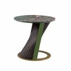 Table basse design ronde en grès et frêne Made in Italy - Bering Viadurini