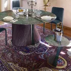 Table basse design ronde en grès et frêne Made in Italy - Bering Viadurini