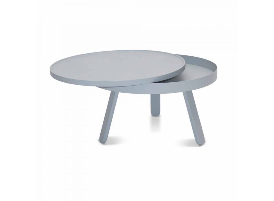 Table basse design ronde en bois massif et métal - Salerno Viadurini
