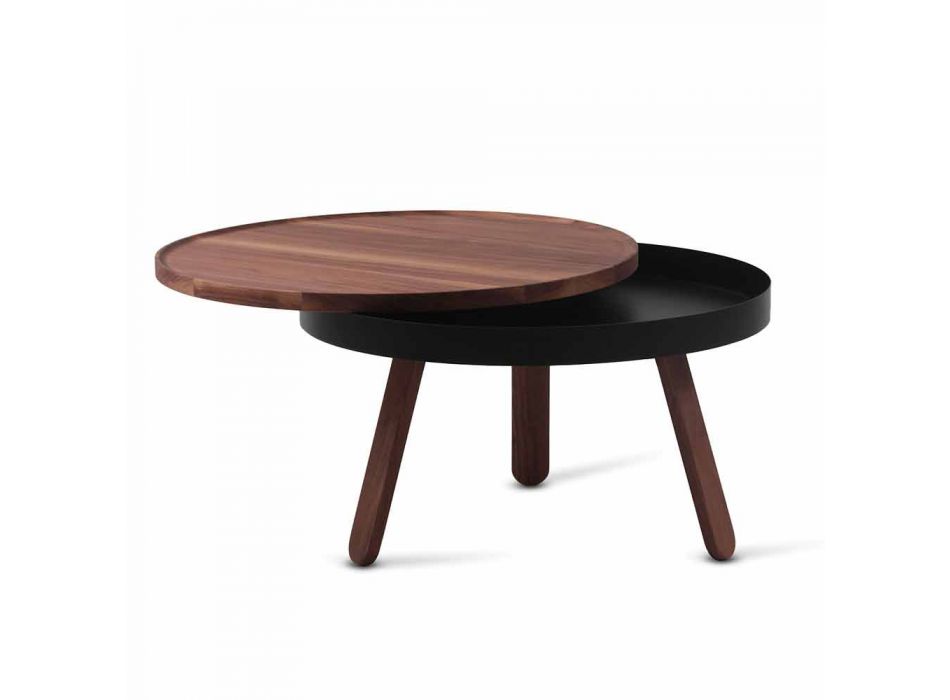 Table basse design ronde en bois massif et métal - Salerno Viadurini