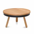 Table basse design ronde en bois massif et métal - Salerno Viadurini