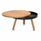 Table basse design ronde en bois massif et métal - Salerno Viadurini