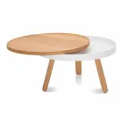 Table basse design ronde en bois massif et métal - Salerno Viadurini