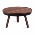 Table basse design ronde en bois massif et métal - Salerno Viadurini