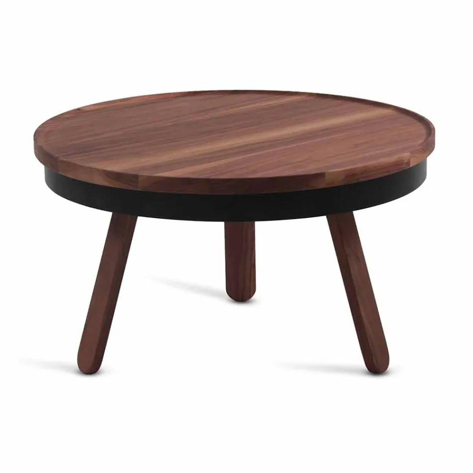 Table basse design ronde en bois massif et métal - Salerno Viadurini
