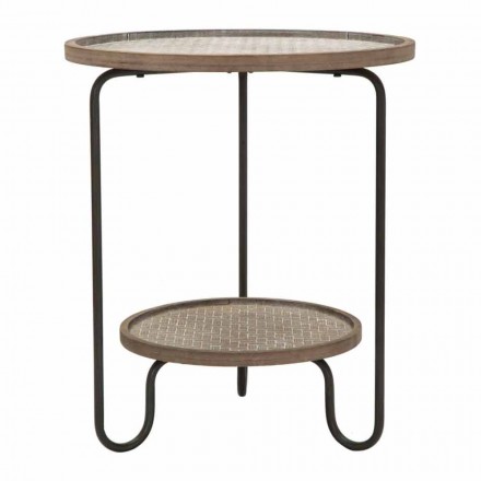 Table Basse Ronde en Fer et MDF de Design Moderne - Luther Viadurini