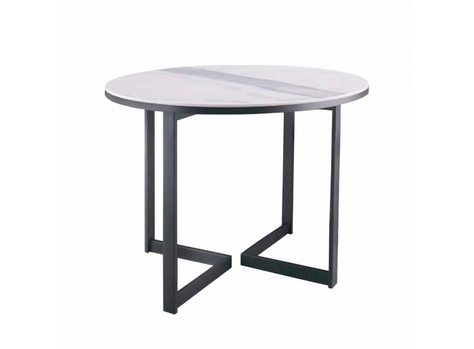 Table basse ronde en grès et métal moderne Made in Italy - Albert Viadurini
