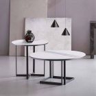 Table basse ronde en grès et métal moderne Made in Italy - Albert Viadurini
