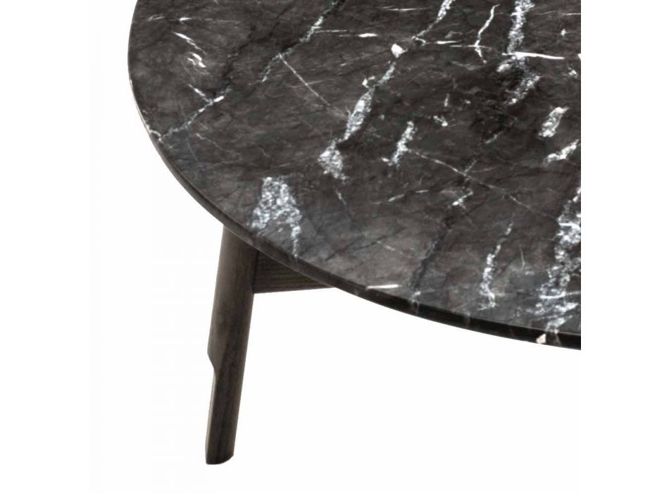 Table basse ronde en marbre et bois de hêtre Made in Italy - Daniela Viadurini