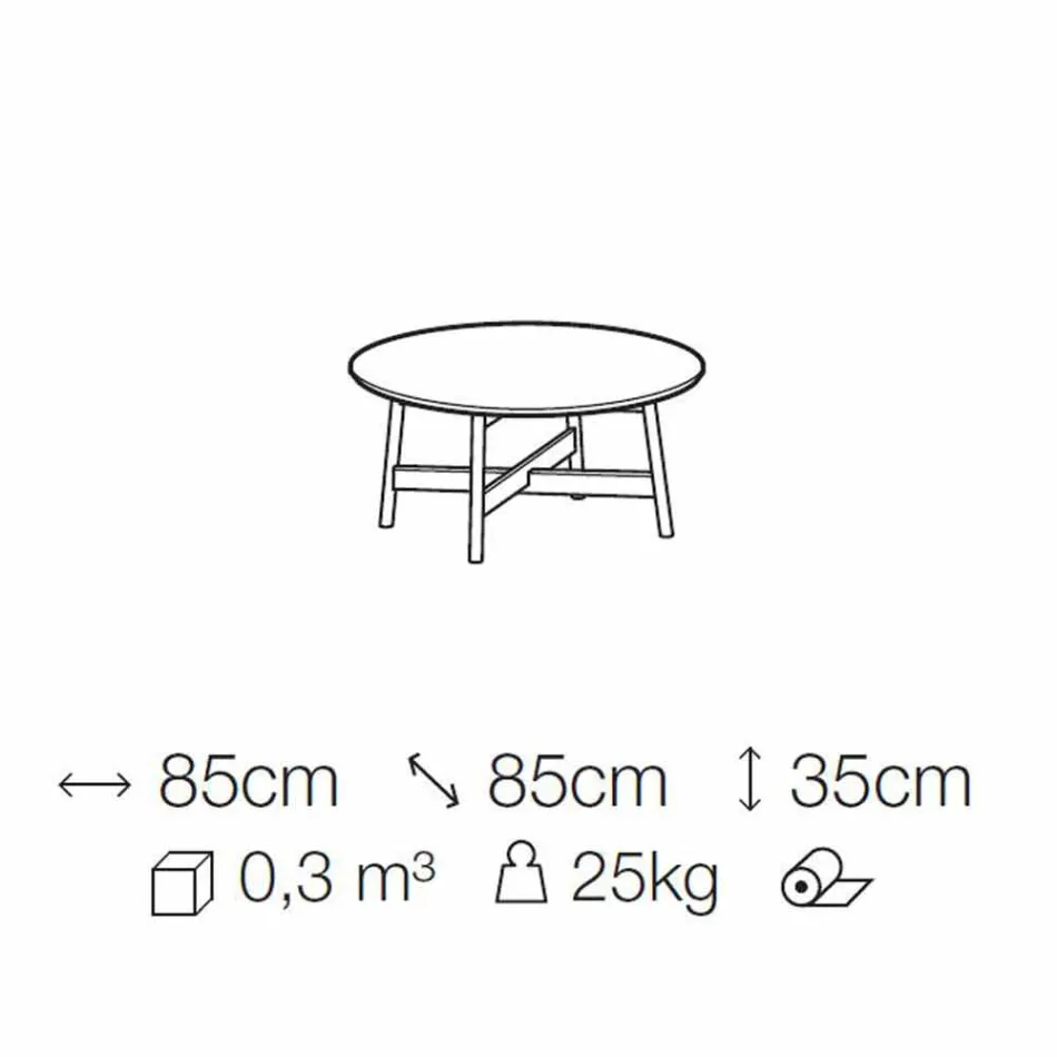 Table basse ronde en marbre et bois de hêtre Made in Italy - Daniela Viadurini