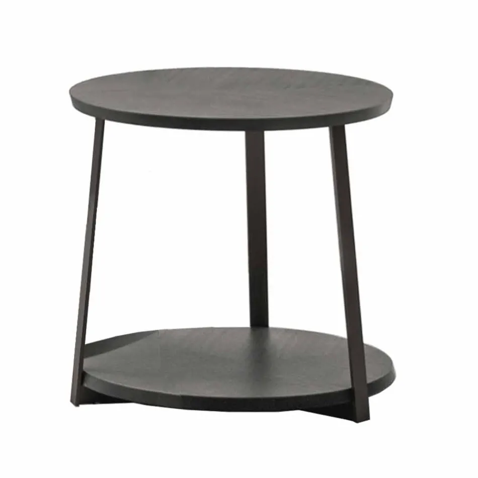 Table basse ronde en MDF avec structure en métal Made in Italy - Aloe Viadurini