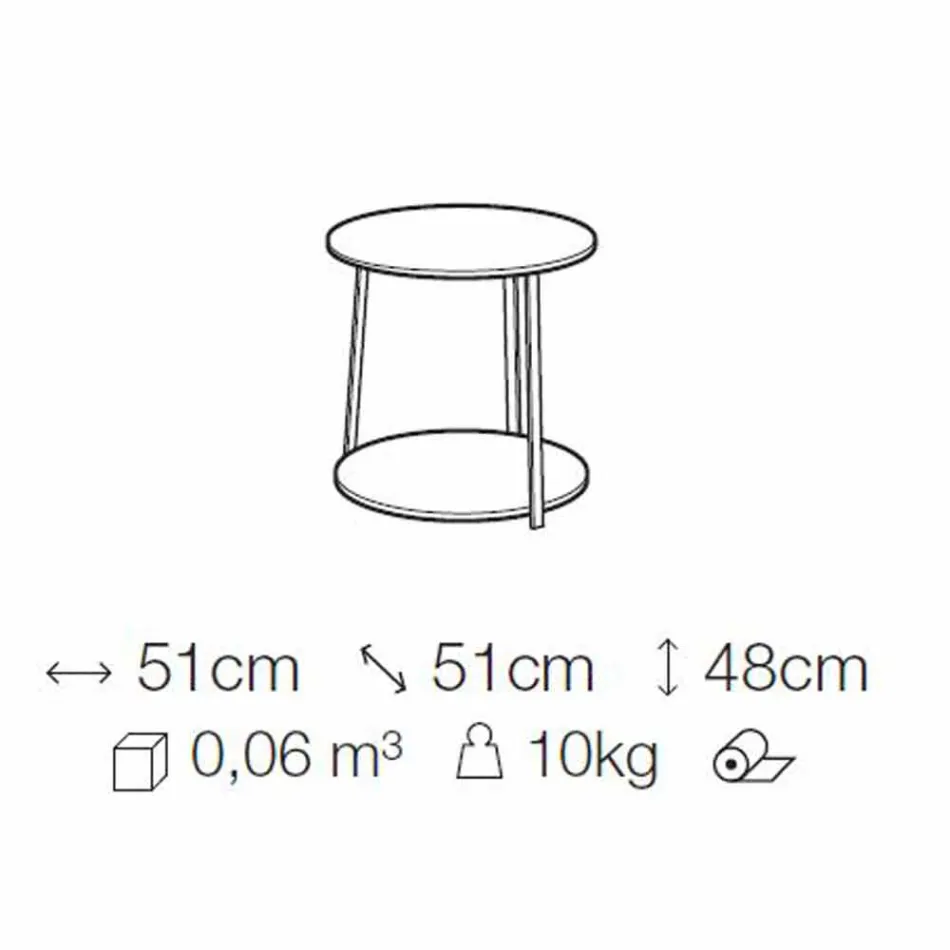 Table basse ronde en MDF avec structure en métal Made in Italy - Aloe Viadurini