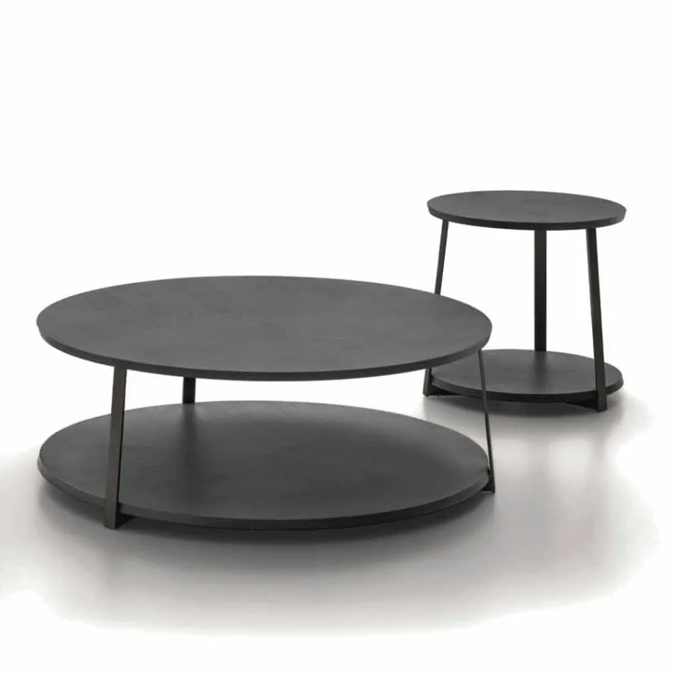 Table basse ronde en MDF avec structure en métal Made in Italy - Aloe Viadurini