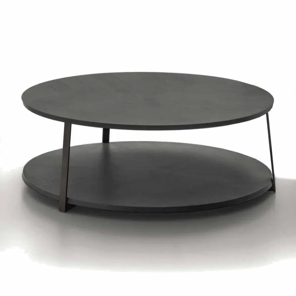 Table basse ronde en MDF avec structure en métal Made in Italy - Aloe Viadurini
