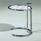 Table basse ronde en verre trempé et acier Made in Italy - Lennon Viadurini