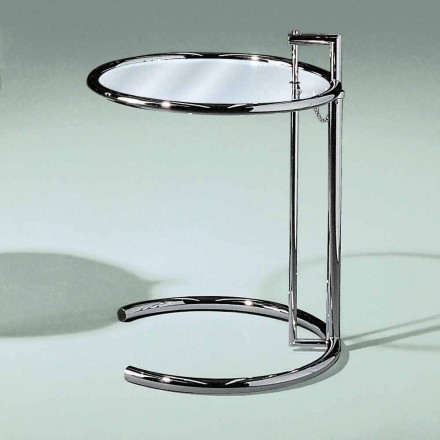Table basse ronde en verre trempé et acier Made in Italy - Lennon Viadurini