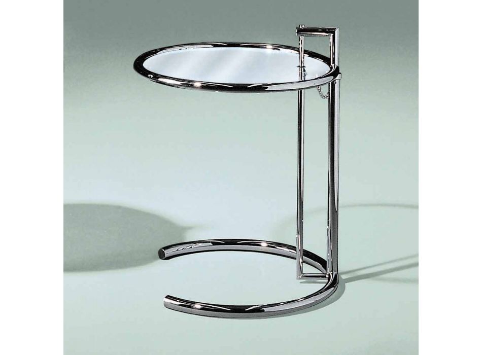 Table basse ronde en verre trempé et acier Made in Italy - Lennon Viadurini