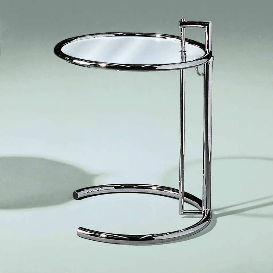 Table basse ronde en verre trempé et acier Made in Italy - Lennon Viadurini