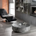 Table basse ronde moderne en pierre fossile - Vermont Viadurini