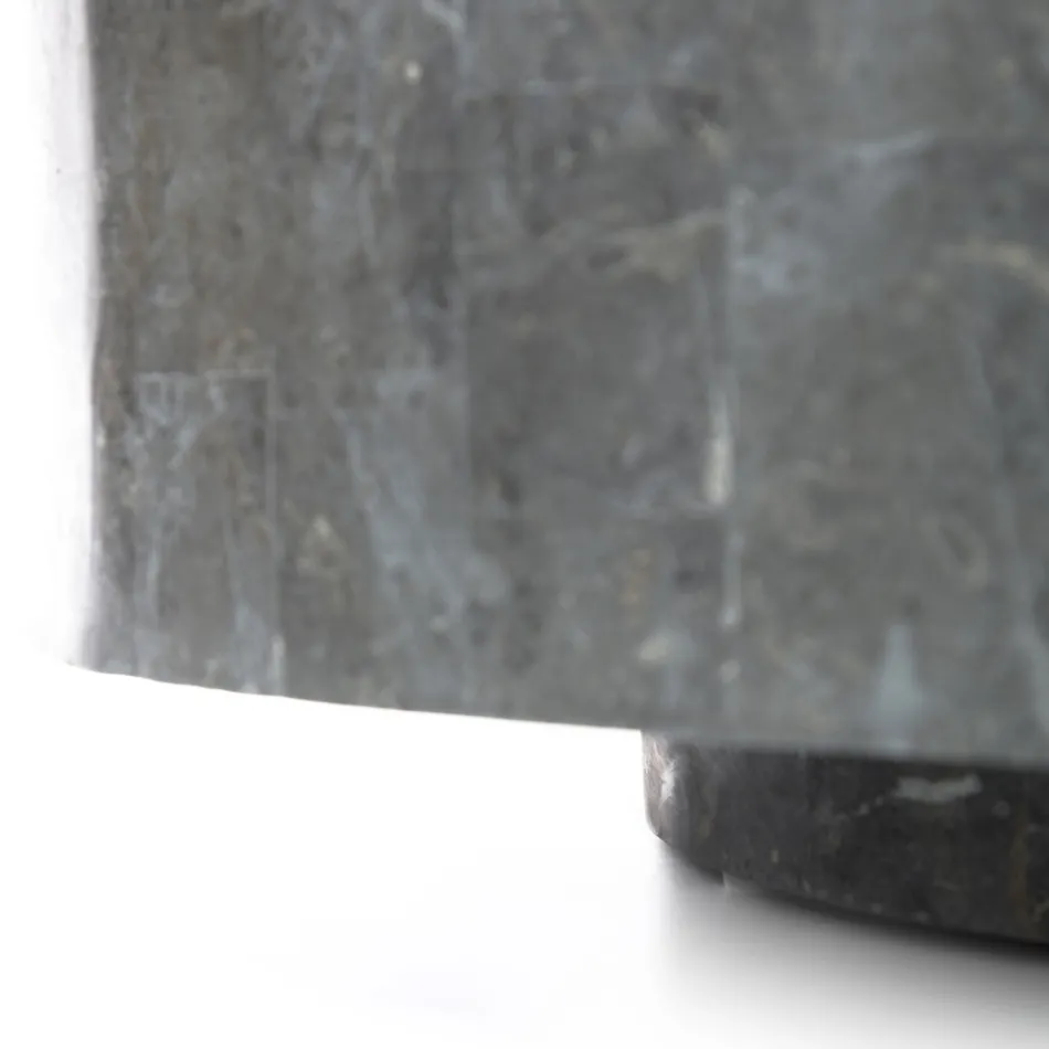 Table basse ronde moderne en pierre fossile - Vermont Viadurini