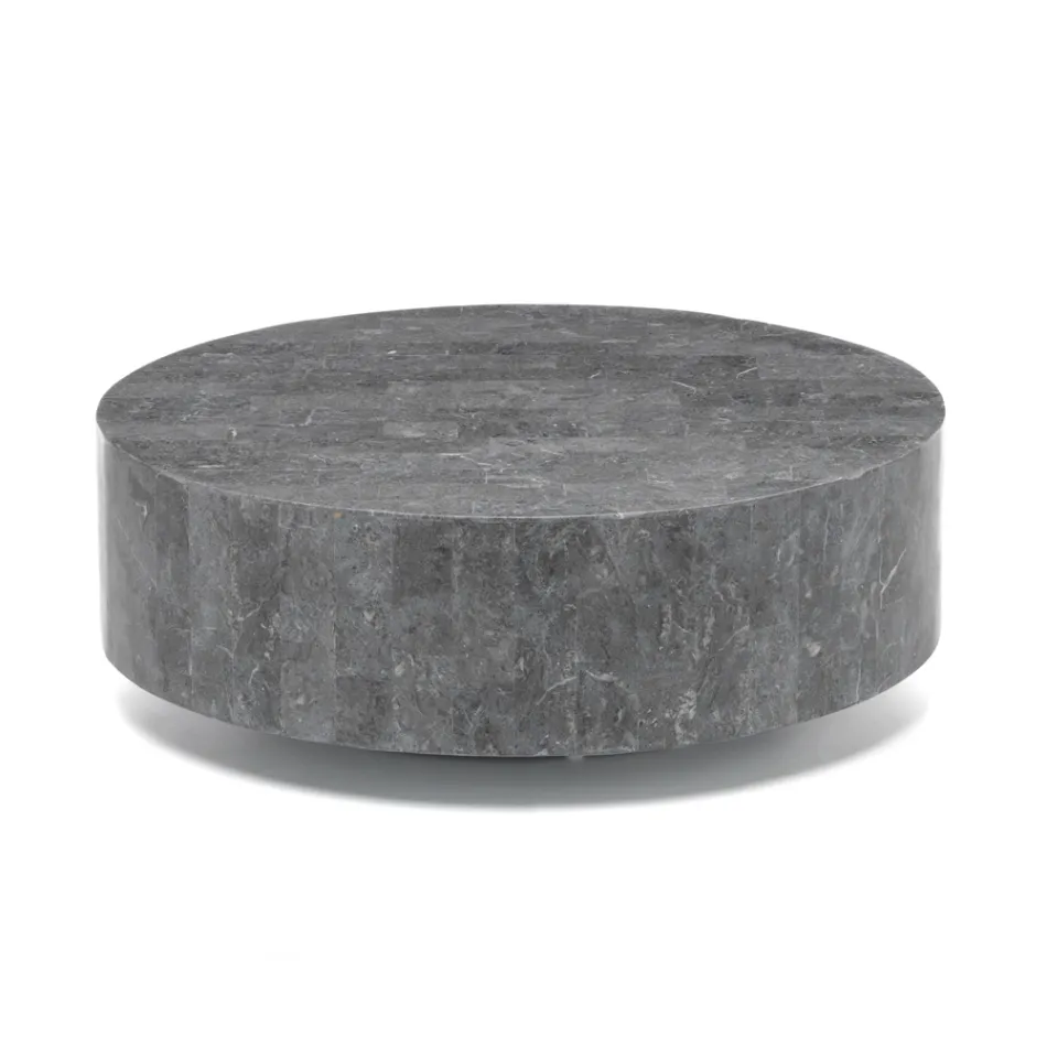 Table basse ronde moderne en pierre fossile - Vermont Viadurini