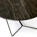 Table basse ronde en grès et acier Made in Italy - Paini Viadurini