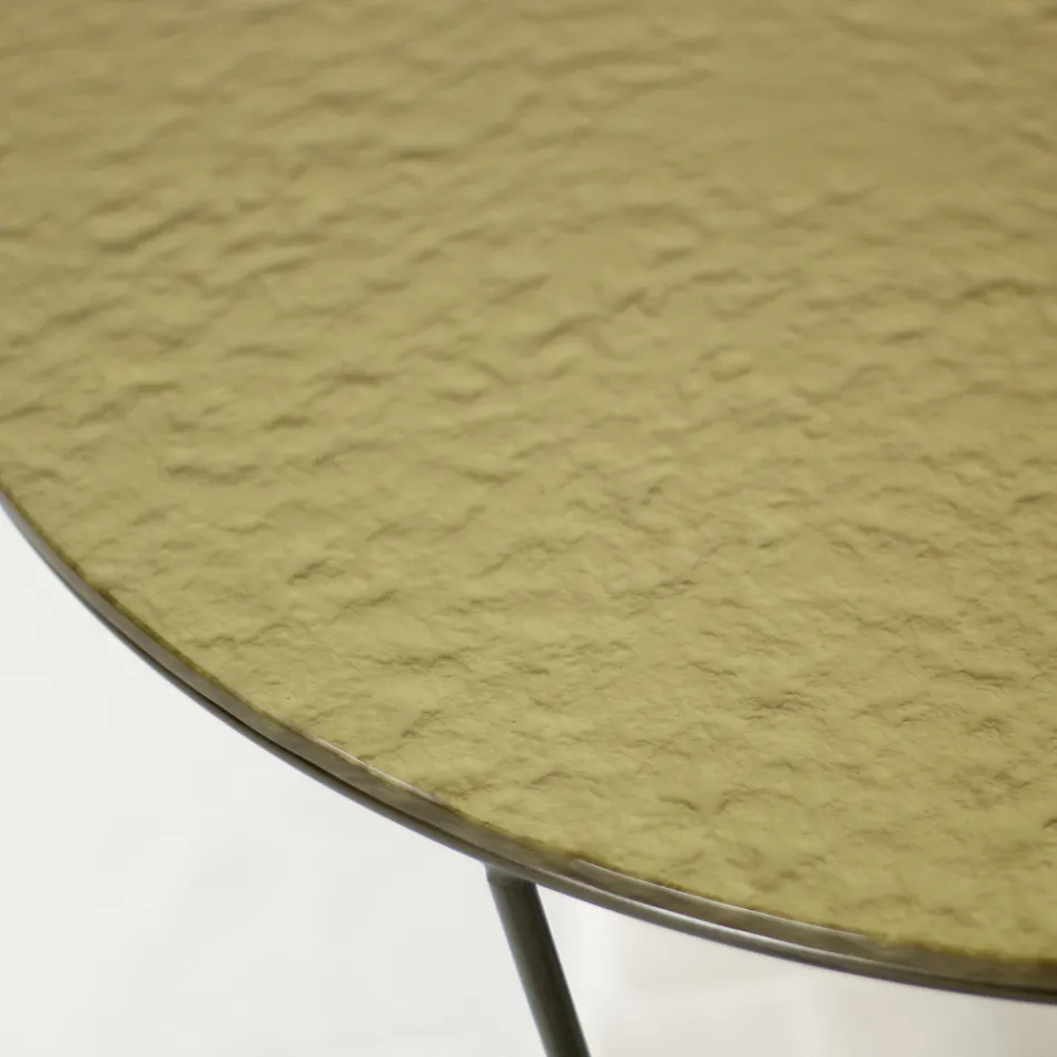 Table basse ronde en verre et acier Made in Italy - Paini Viadurini