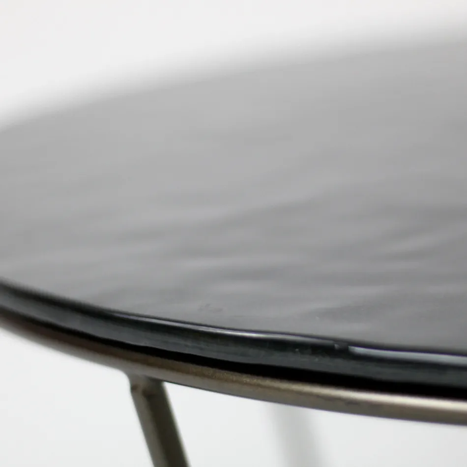Table basse ronde en verre et acier Made in Italy - Paini Viadurini