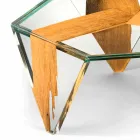 Table basse de forme en verre et bois Made in Italy - Mumbai Viadurini