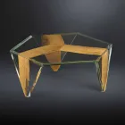 Table basse de forme en verre et bois Made in Italy - Mumbai Viadurini