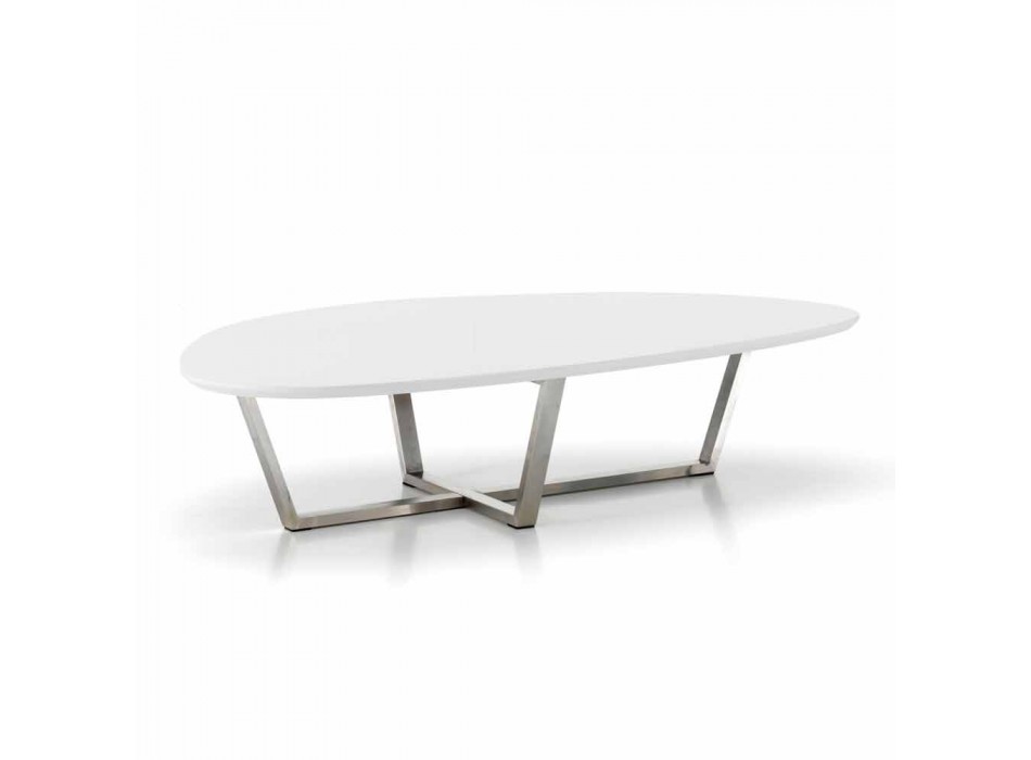 Table de salon de forme moderne avec plateau en MDF blanc - Prêt Viadurini