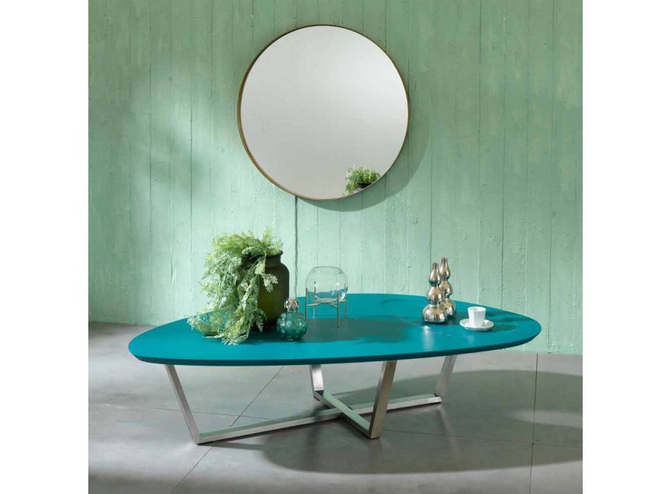 Table de salon de forme moderne en MDF et métal chromé - Pimpa Viadurini