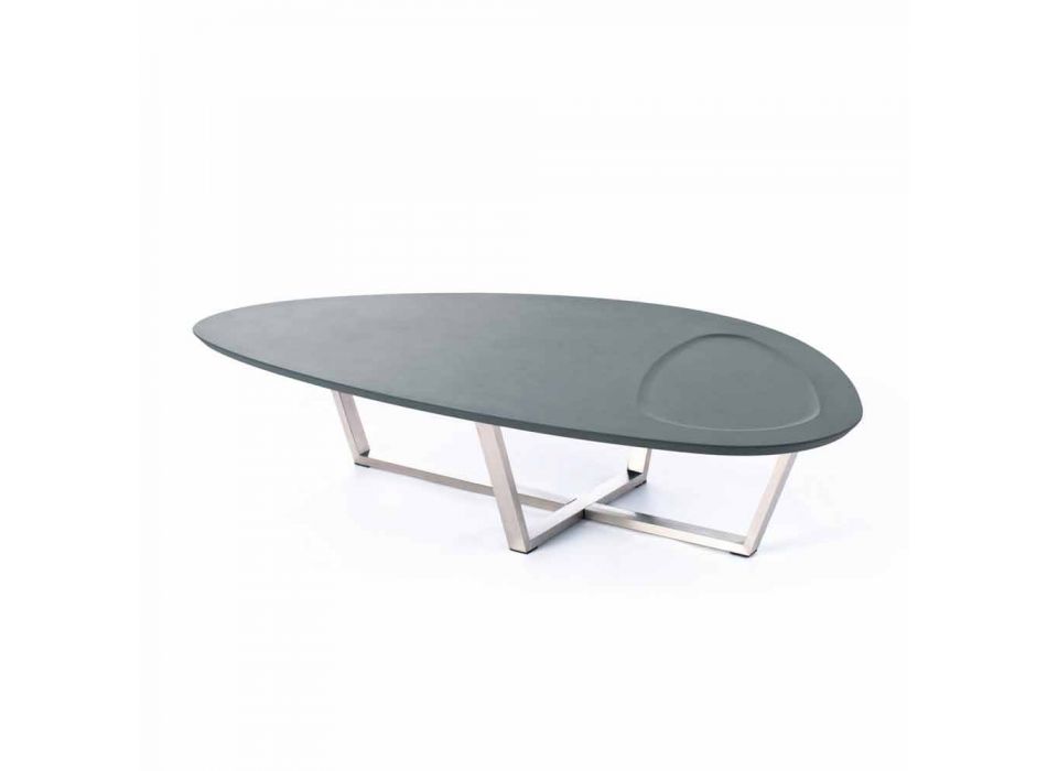 Table de salon de forme moderne en MDF et métal chromé - Pimpa Viadurini