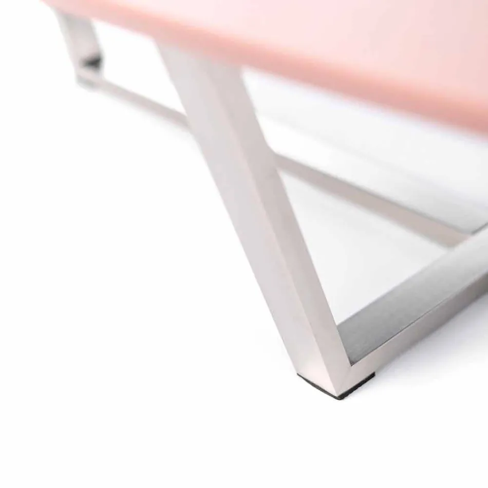 Table de salon de forme moderne en MDF et métal chromé - Pimpa Viadurini