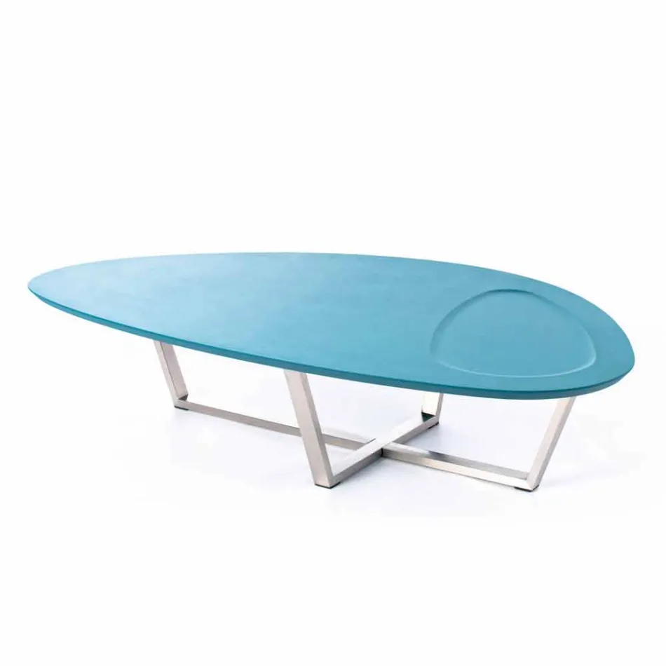 Table de salon de forme moderne en MDF et métal chromé - Pimpa Viadurini